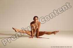 Nude Gymnastic poses Woman White Moving poses Slim long brown Dynamic poses Pinup